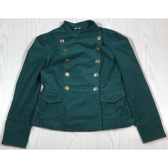 CAbi Jackets & Blazers - CAbi Equestrian Jacket Women M Green Double Breasted Military Cotton Blend Retro